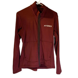 Adidas Women's Terrex Polar Fleece Jacket Size M Burgundy IB1813 Full Zip Hiking